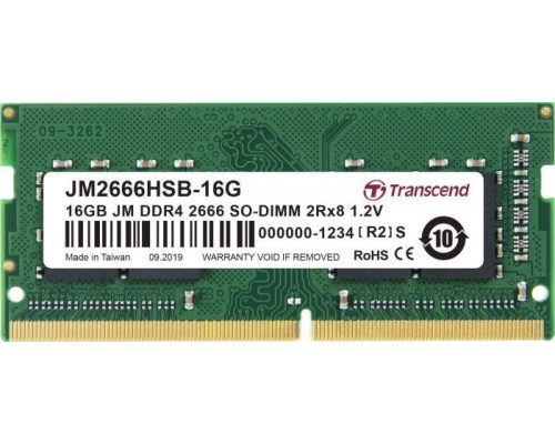 Transcend JetRam, SODIMM, DDR4, 16 GB, 2666 MHz, CL19 (JM2666HSB-16G)