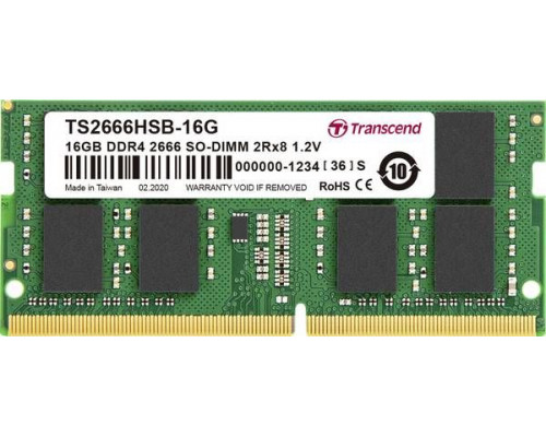 Transcend SODIMM, DDR4, 16 GB, 2666 MHz, CL19 (TS2666HSB-16G)