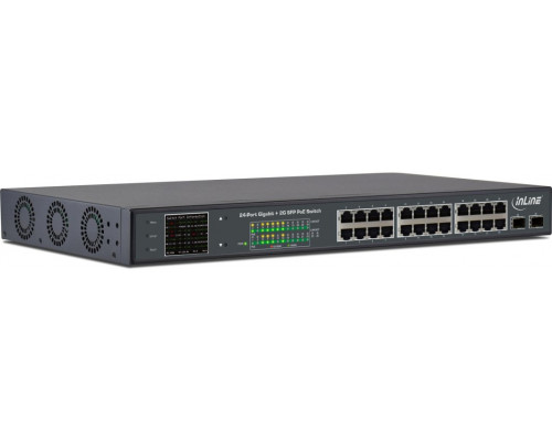 Switch InLine InLine PoE+ Gigabit Network Switch 24 Portowy, 1GBit/s, 2x SFP, 48,26cm (19