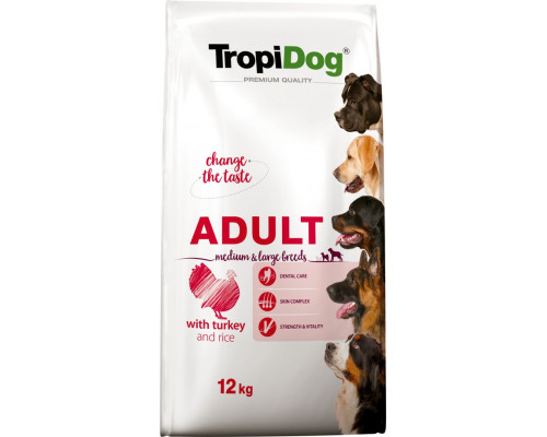 TropiDog TROPIDOG Premium adult mediu & large breed turkey with rice 12kg
