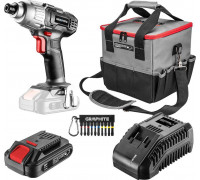 Graphite cordless (Energy + set: battery screwdriver, 2.0Ah battery, charger, power tool bag, bits)