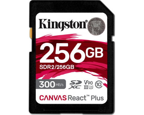 SD  Kingston Canvas React Plus SDXC 256 GB Class 10 UHS-II/U3 V90 (SDR2/256GB)