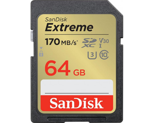 SD  SanDisk Extreme SDXC 64 GB Class 10 UHS-I/U3 V30 (SDSDXV2-064G-GNCIN)