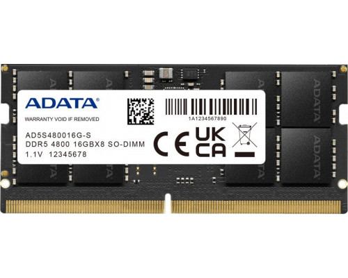 ADATA SODIMM, DDR5, 16 GB, 4800 MHz, CL40 (AD5S480016G-S)