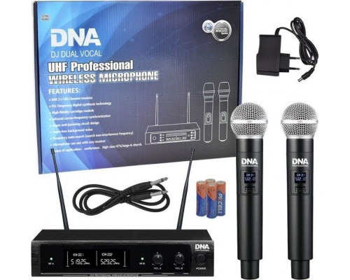 DNA DNA DJ DUAL VOCAL zestaw odbiornik + 2x mikrofon dynamiczny wokalowy bezprzewodowy
