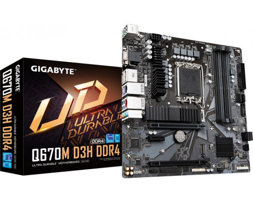 Gigabyte GIGABYTE MB Sc LGA1700 Q670M D3H DDR4, Intel Q670, 4xDDR4, 2xDP, 1xHDMI, 1xVGA