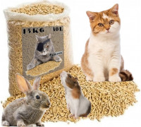 Profi Seller ŻWIREK JASNY PELLET DREWNIANY RAFAŁEK DLA KOTA GRYZONIA KRÓLIKA ŚWINKI CHOMIKA 15kg