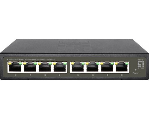 Switch LevelOne LevelOne GES-2108P    L2 Gigabit Ethernet (10/100/1000) Support PoE Black