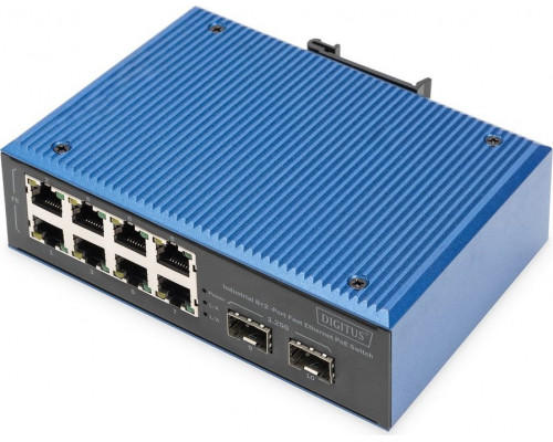 Switch Digitus DIGITUS Industrial 8+2-Port Fast Ethernet PoE Switch 8 Port PoE FE RJ45 2 GE SFP Ports