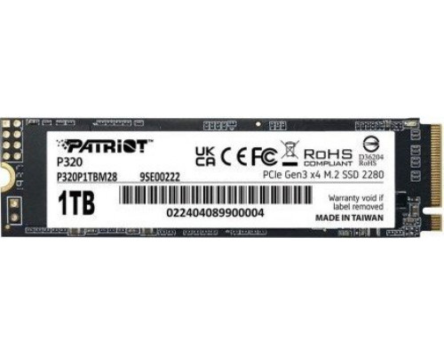 SSD 1TB SSD Patriot P320 1TB M.2 2280 PCI-E x4 Gen3 NVMe (P320P1TBM28)