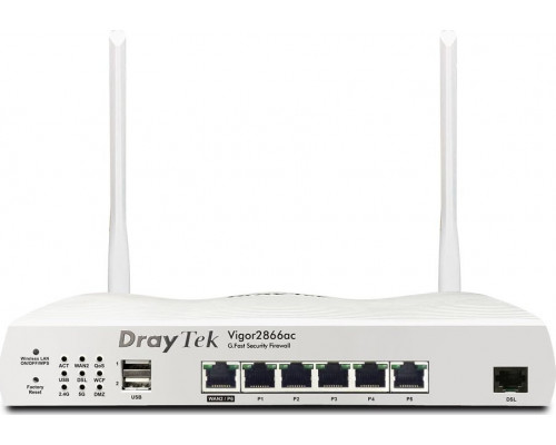 DrayTek Draytek Vigor 2866AX: Gfast Modem-Firewall router bezprzewodowy Gigabit Ethernet Dual-band (2.4 GHz/5 GHz) Szary