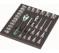 Wera Wera 9722 foam insert 8000 C Zyklop 1/2 ratchet set 1, 31 pieces, tool set (black/grey, ratchet and socket set, in foam insert for workshop trolley)