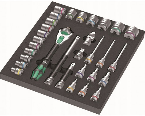 Wera Wera 9722 foam insert 8000 C Zyklop 1/2 ratchet set 1, 31 pieces, tool set (black/grey, ratchet and socket set, in foam insert for workshop trolley)