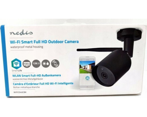 Nedis Nedis WiFi Smart Outdoor IP-camera | Full HD | Metalen behuizing | Waterdicht (IP65) Pocisk Kamera bezpieczeństwa IP Zewnętrzna 1920 x 1080 px Sufit / Ściana