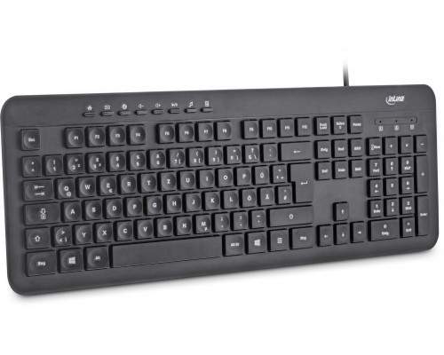 InLine ® Keyboard USB Cable flat keys układ niemiecki black