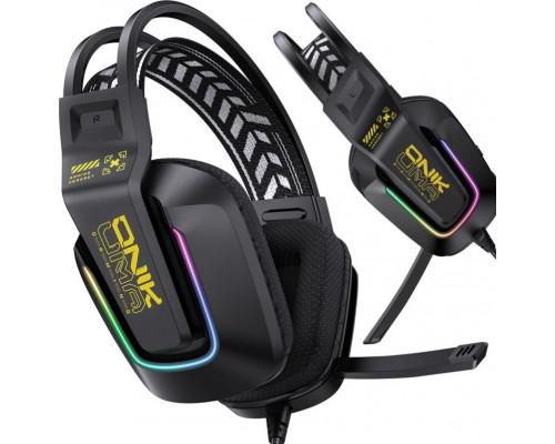 Onikuma ONIKUMA X13 gaming nauszne RGB : Kolor - czarny