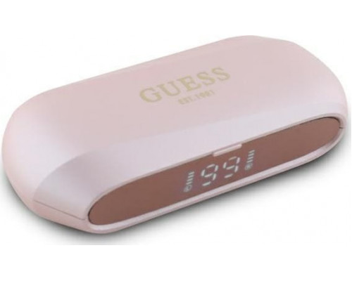 Guess Guess Bluetooth Headphones GUTWSC2MCDSP TWS + Docking Station Pink/Pink Elongated Metallic Printed Logo