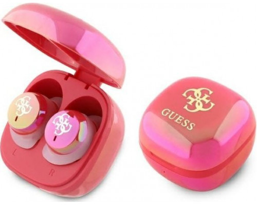 Guess Guess Bluetooth headphones GUTWSJ144ESF TWS + docking station fuchsia/fuschia Iridescent 4G Printed Logo