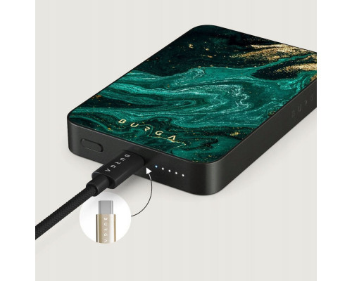 Burga Gunmetal Magnetic - magnetic powerbank 5000 mAh kompatybilny z MagSafe, cable USB-C - USB-C w zestawie (emerald pool)