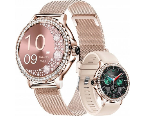 Smartwatch Damski Veltori VT320-1 Złota Bransoleta + Rose Pasek Silikonowy