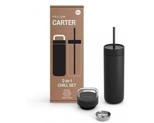 Fellow - Carter Chill Set 2 w 1 - Thermal mug + 2 nakrętki - Black 591 ml