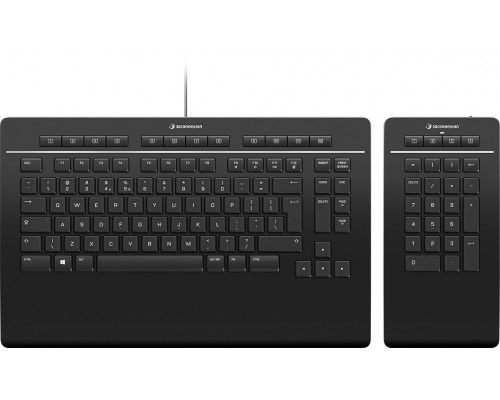 3Dconnexion Klaviatūra Pro with Numpad - Full-size (100%) - USB + RF belaidė + Bluetooth - Scissor key switch - QWERTY - Juodas