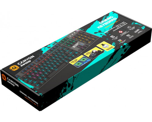 CANYON Nightfall GK-7  Wired Gaming Keyboard Black 104 mechanical switches 60 million times key life  22 types of lights Removable magnetic