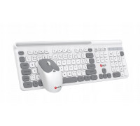 C-Tech C-TECH klawiatura z myszą WLKMC-05W, Bezdrátowy set 2.4GHz, CZ, biała