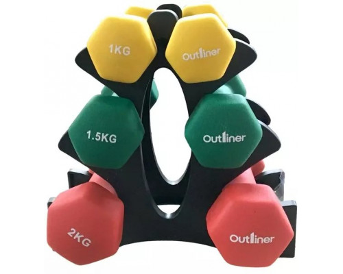 Outliner Zestaw hantli neoprenech ze stojakiem 2 x 1-2 kg