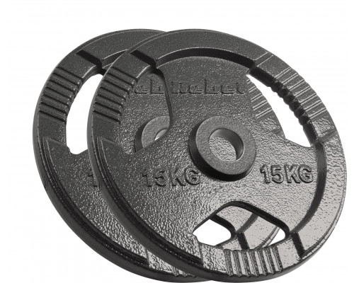 cast iron olympic zestaw 2x15kg, otwór 51mm, plate z uchwytami, REBEL ACTIVE