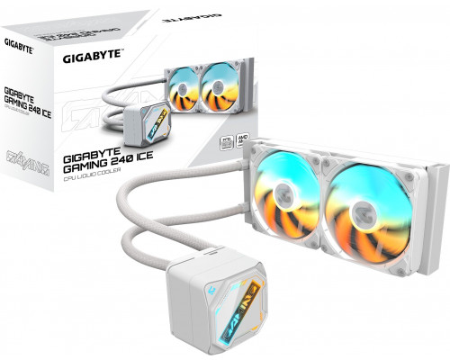 GIGABYTE Vodní chladič GAMING 240 ICE, 2x120mm, ARGB, LGA1851, AM5, bílá
