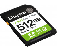 SD  Kingston Canvas Select Plus SDXC 512 GB Class 10 UHS-I/U3 V30 (SDS3/512GB)