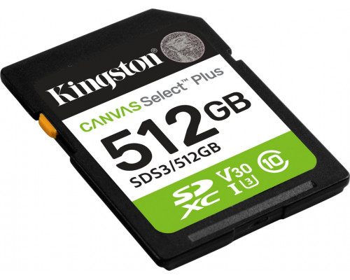 SD  Kingston Canvas Select Plus SDXC 512 GB Class 10 UHS-I/U3 V30 (SDS3/512GB)