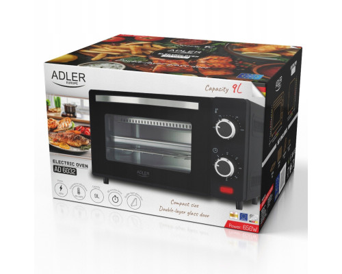 Electric oven 9L | Regulacja temperatury | Minutnik |