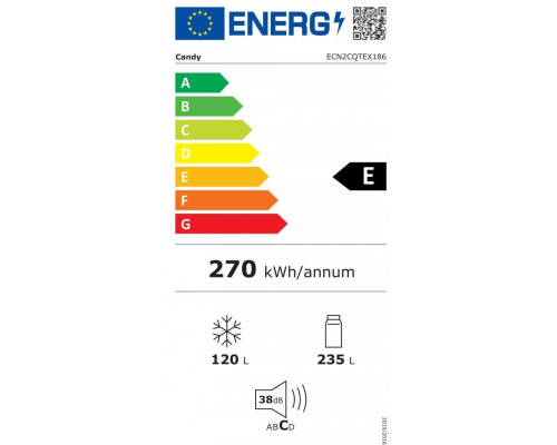 Candy ECN2CQTEX186 Wolnostojący 355 l E Stal nierdzewna