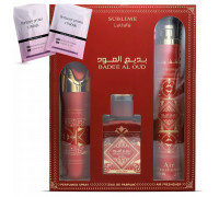 SET LATTAFA Sublime Badee Al Oud EDP spray 100ml + PERFUMED SPRAY 200ml + AIR FRESHENER 300ml