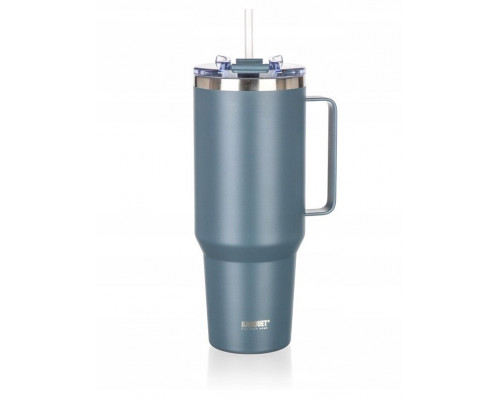 STALOWY THERMAL MUG TERMOS 1200ml Z RĄCZKĄ I SŁOMKĄ BANQUET TWAIN GRAY
