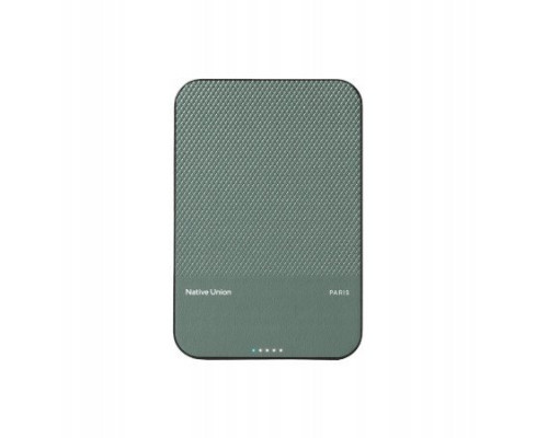 Native Union (Re)Classic Qi2 Power Bank - magnetic powerbank 5000 mAh kompatybilny z MagSafe i Qi2, cable USB-C - USB-C 15 cm w zestawie (slate green)
