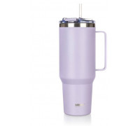 Stalowy Mug Thermal Thermos 1200ml Z Rączką I Słomką Banquet Twain Lila