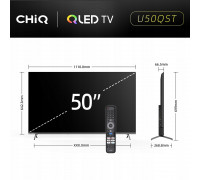 CHiQ U50QST TV 50, UHD, QLED, Google TV, DLG 120 Hz, Dolby Audio, Frameless, metaliczna