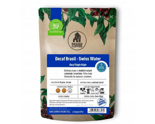 Ingagi Coffee Decaf Brasil Swiss Water 250g - KAWA BEZKOFEINOWA