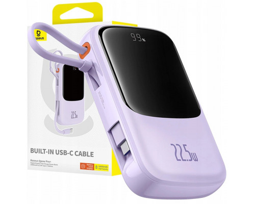 Baseus Poerbank Qpow Pro+ 10000mAh 22.5W with built-in USB-C cable - violet