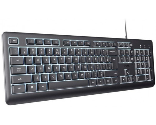 Trust TRUST klawiatura Primo, membranowa, USB-C, podświetlana, czarny