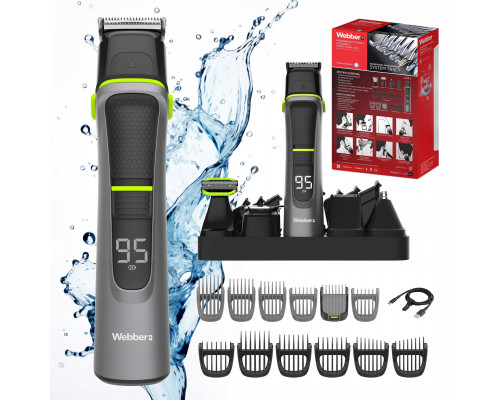 Webber Męski 14w1 Webber - Golarka + Broda + Włosy + Nos Wet&Dry Zestaw PRO