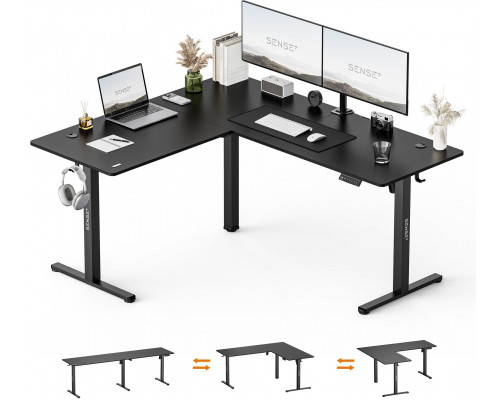 Gaming galds SENSE7 Nojo Light Corner Black 160 cm x 140 cm Black