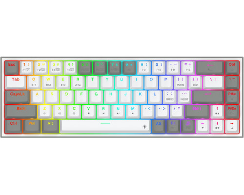 Redragon REDRAGON K631RGB-PRO-WG CASTOR klawiatura USB + RF Wireless + Bluetooth Biały, Szary