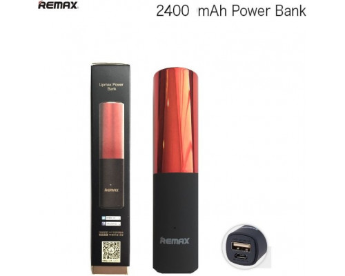 Remax Power Bank Remax LipMax 2400mAh - Lūpdažis, Raudonas