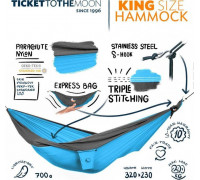 Ticket To The Moon King Size Hammock Aqua/Dark Grey 320x230cm (TMK1503)