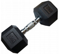 Kubisport Hantla jednoręczna sześciokątna gumowana ciężarek solidny 10 kg (Kub_05-CB10HEX)
