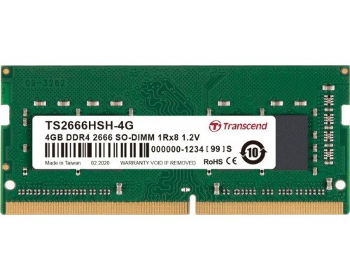Transcend SODIMM, DDR4, 4 GB, 2666 MHz, CL19 (TS2666HSH-4G)